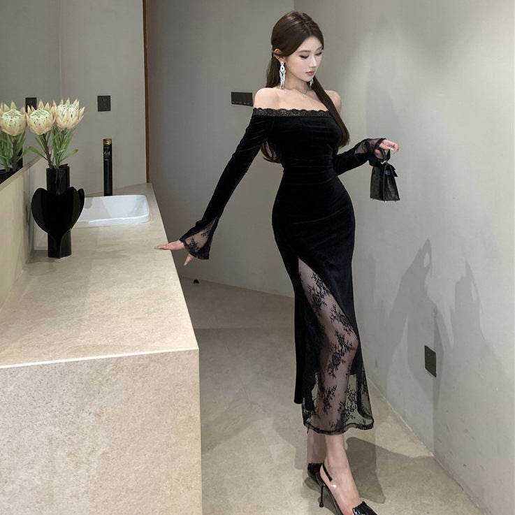 Women's Off-Shoulder Lace Patchwork Dress
