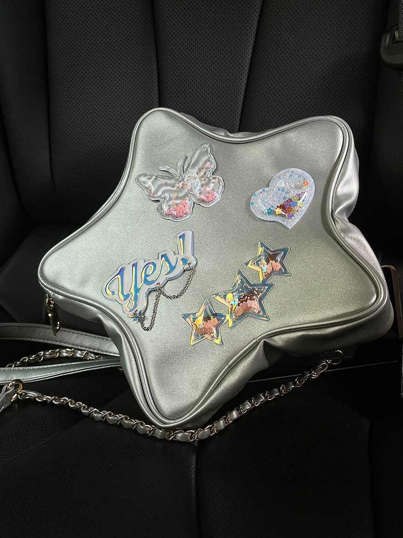 Laser XINGX Five-pointed Star Shiny Letter Love Messenger Bag