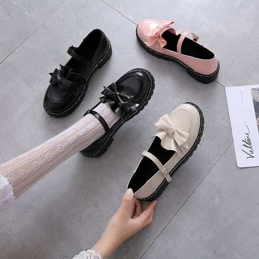 Japanese Women's Retro Thick Bottom Lolita Leather Shoes