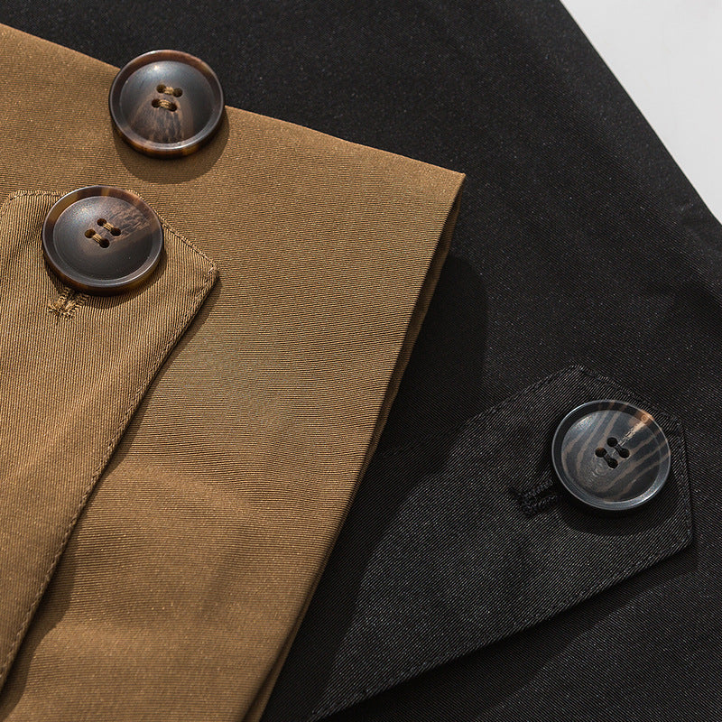 Solid Color BASIC Lapel Cardigan Coat Men's Long Trench Coat
