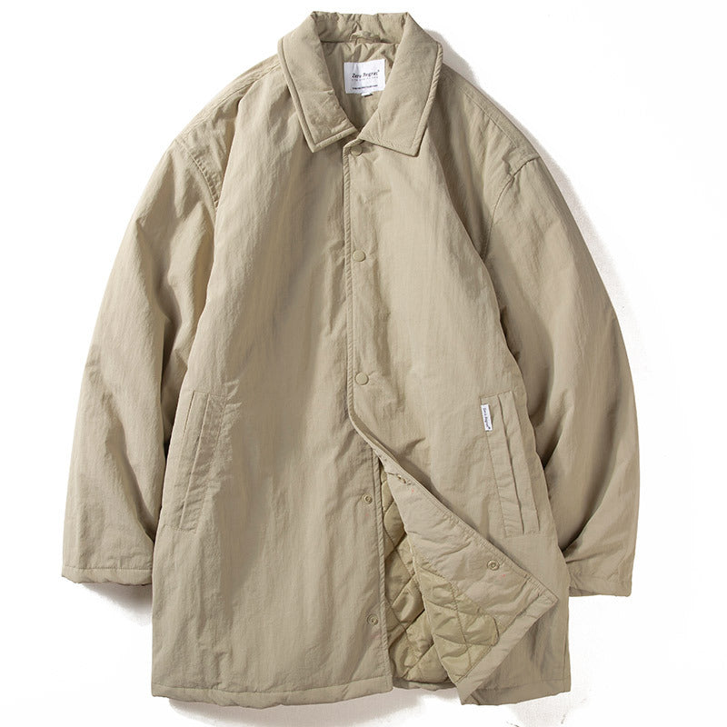 Retro Revers Herre Mellemlang Termisk Vatteret Trenchcoat