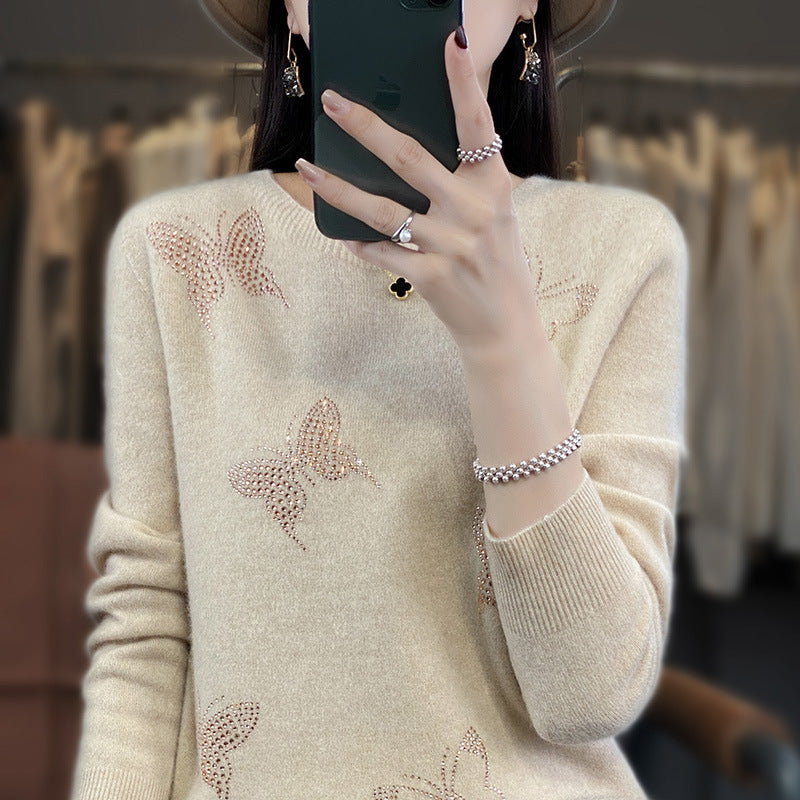 Round Neck Patterned Base Shirt For Women
