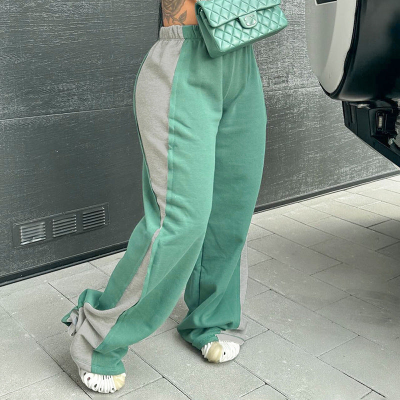 Street Fashion Color Contrast Loose Sweatpants Women's Casual Pants
