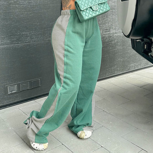 Street Fashion Color Contrast Loose Sweatpants Women's Casual Pants