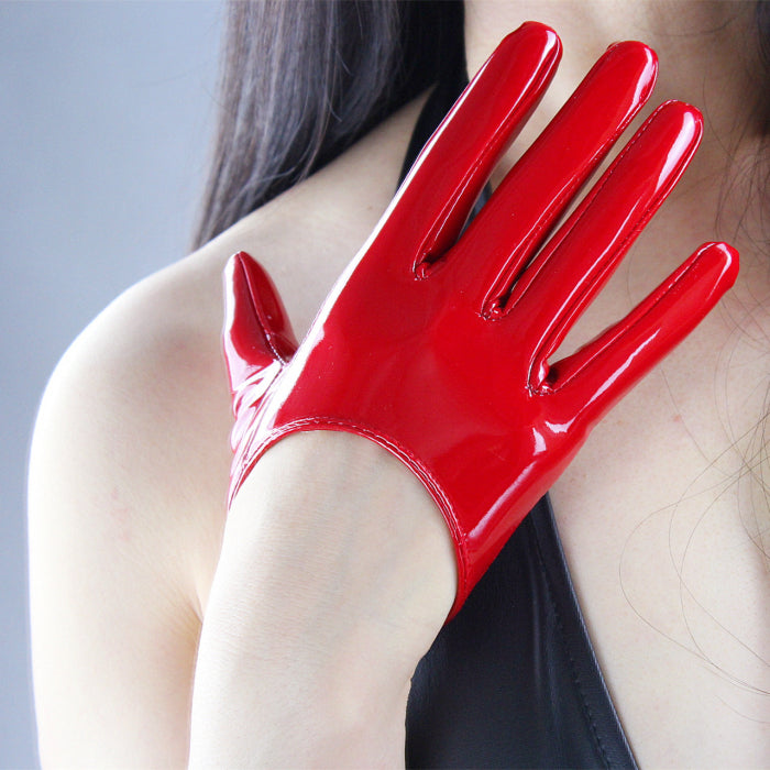 Super Long PU Mirror Bright Leather  Elbow Fitting Gloves