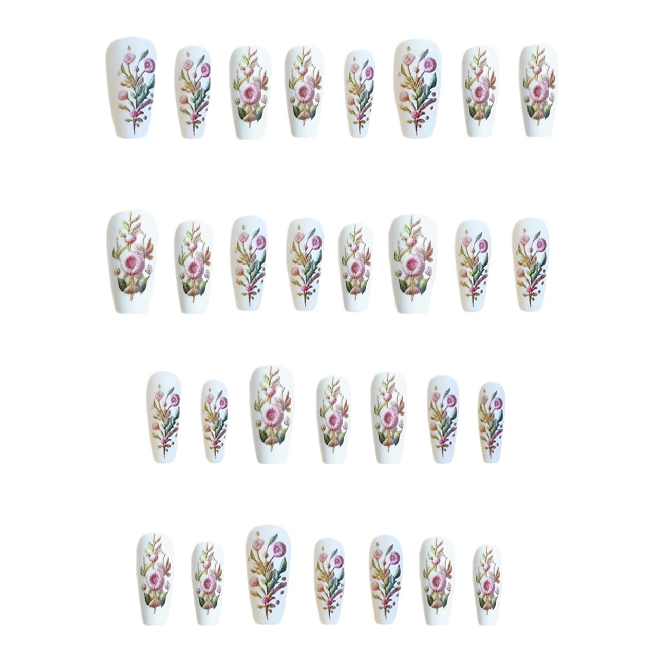 WM-146 Pastel Embroidery Fake Nails Short T National Style Flowers Expensive Temperament