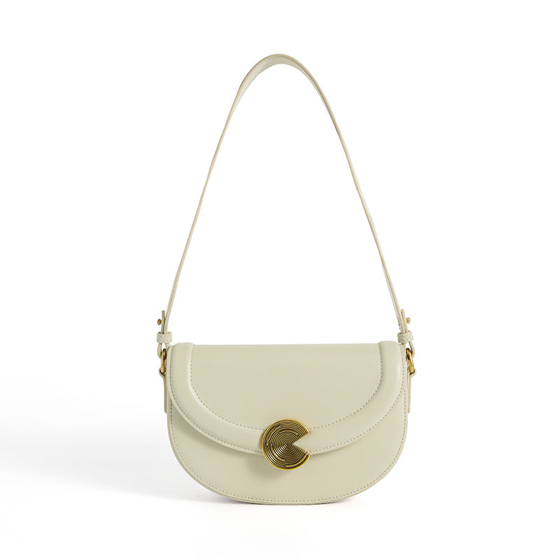 Women's Hand-carrying Genuine Leather Semi-circular Saddle Bag