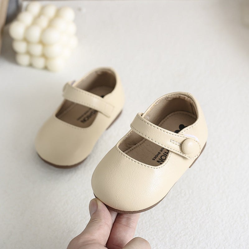 Girls' Shoes Solid Color Soft-soled Toddler Velcro