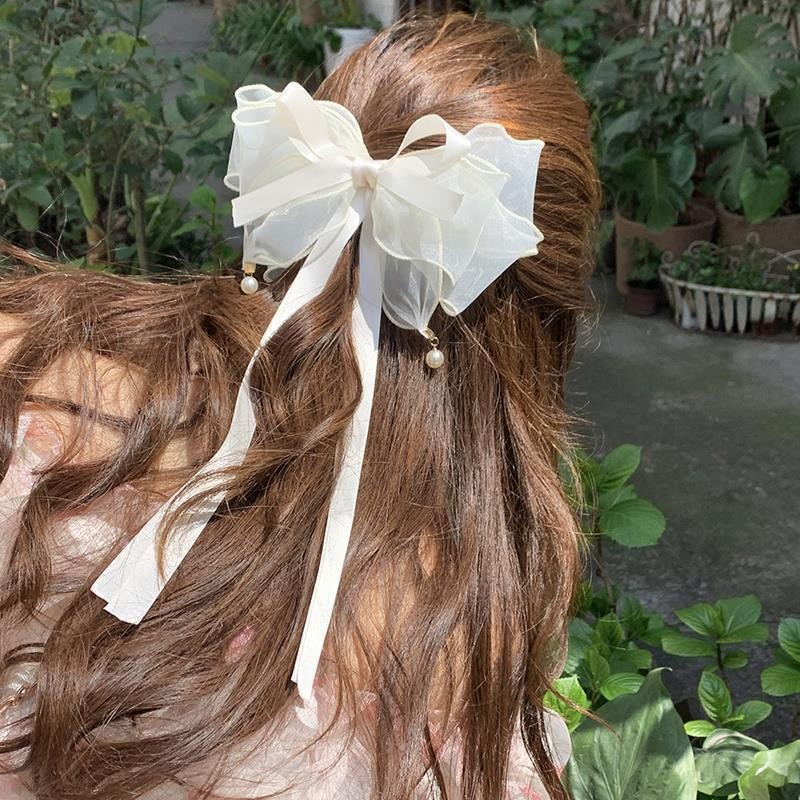 Female Sweet Desire Mesh Bow Hair Clip