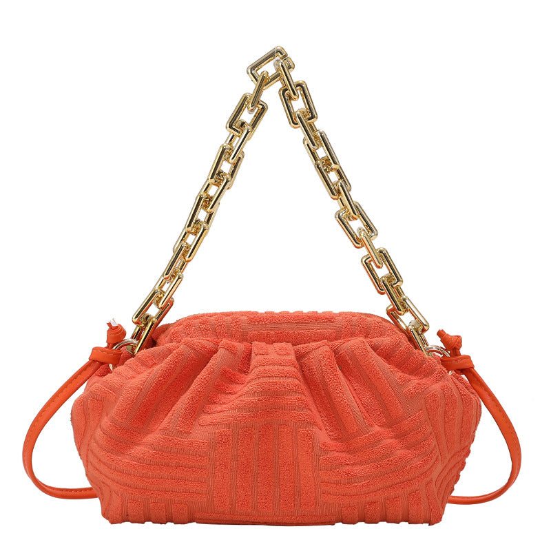 One Shoulder Chain Pleated Cloud Bag