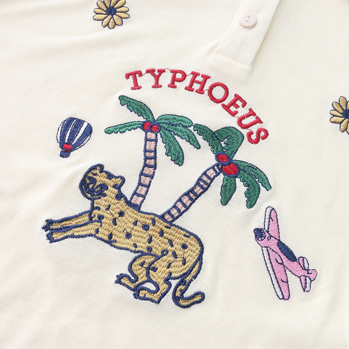 Hand-painted Illustration Embroidery Contrast Color Lapel Retro Short T-shirt Polo Shirt