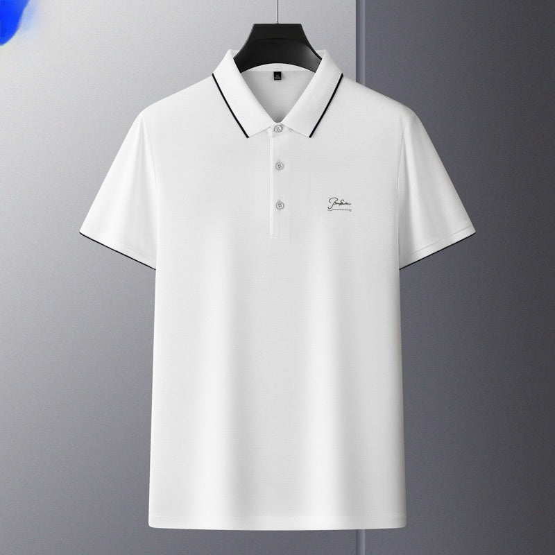 Men's Summer New Style Casual Business Rhinestone-Embroidered T-Shirt