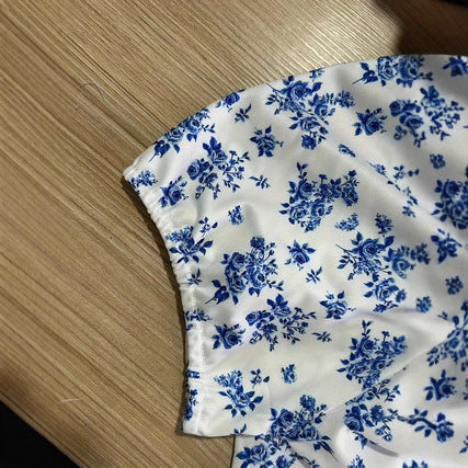 French-style Fashionable Puff-sleeved Floral Dopamine-chic Dress
