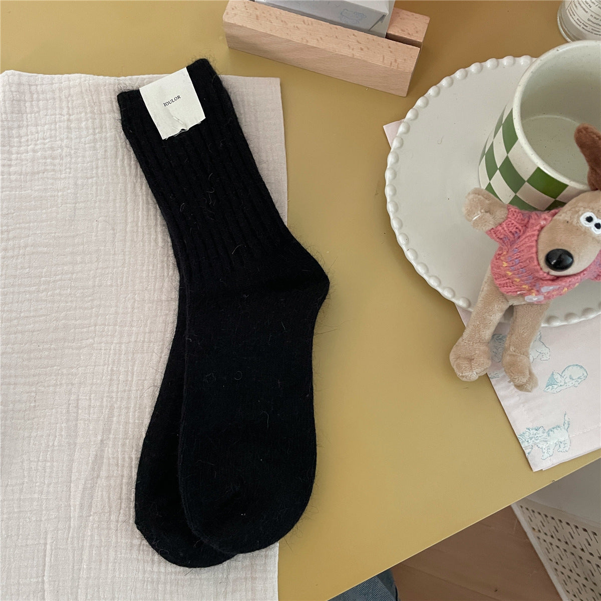 Solid-color Rabbit-fur Chunky Knit Thermal Socks