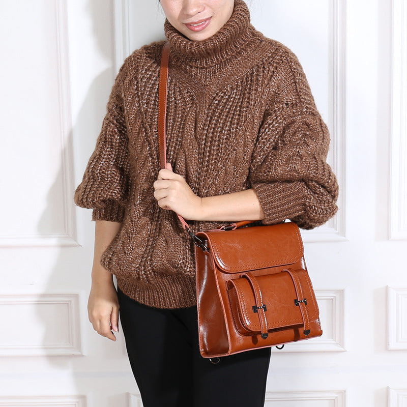 Fashion Multi-functional Leather Backpack For College Students