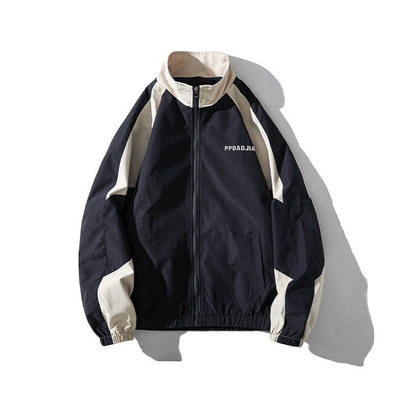 Men's Loose Japanese Style Embroidery Contrast Color Coat Jacket