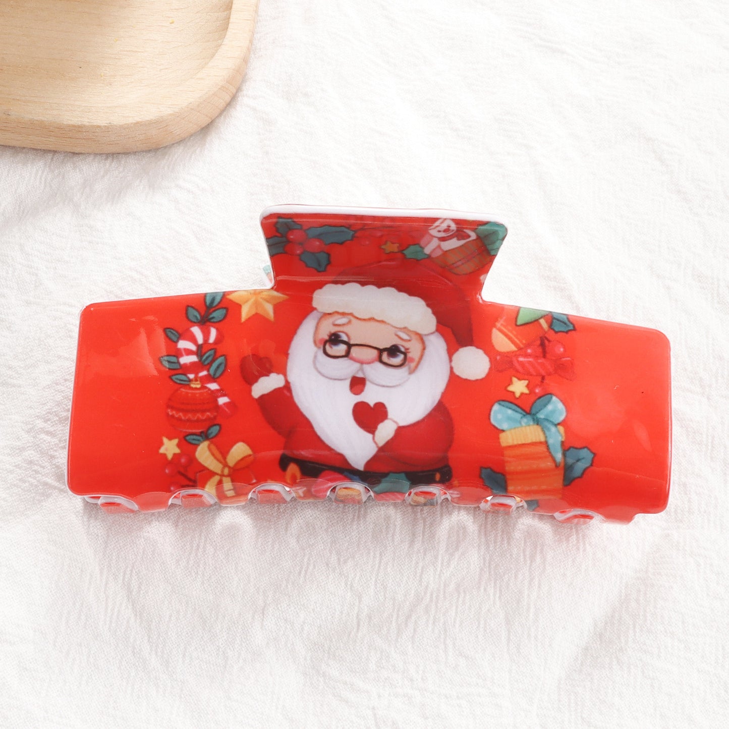 Christmas Snowflake And Santa Claus Pattern Shark Clip For The Back Of The Head