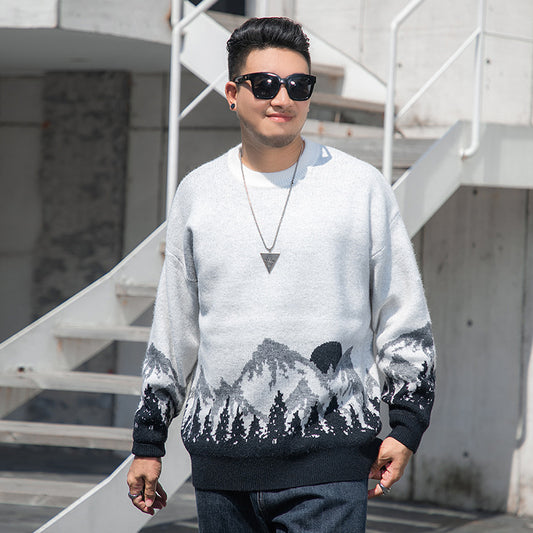 Mænds Plus Size Efterår Og Vinter Rundhals Sweater