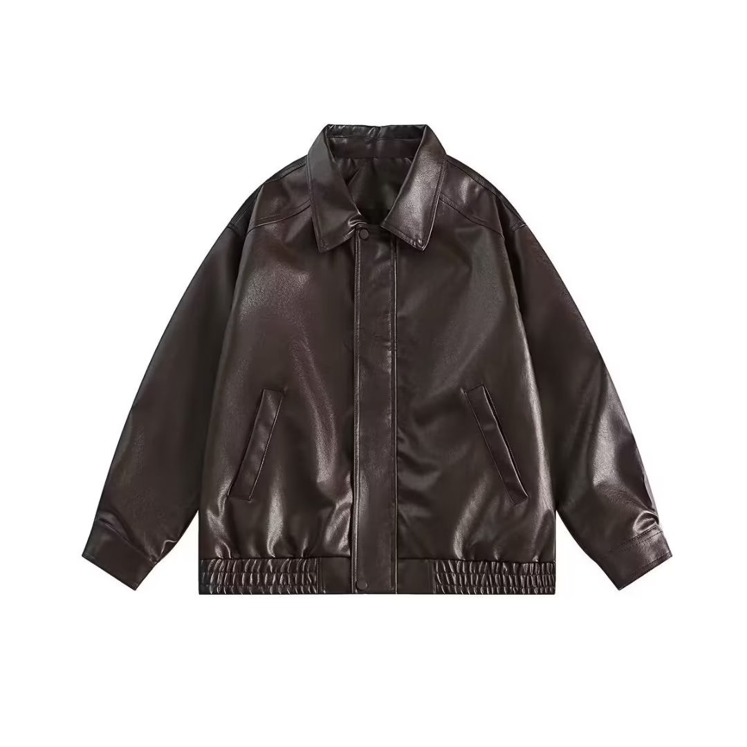 Retro Spring And Autumn New Leather Coat Coat Men's American Casual Loose Motorcycle Clothing