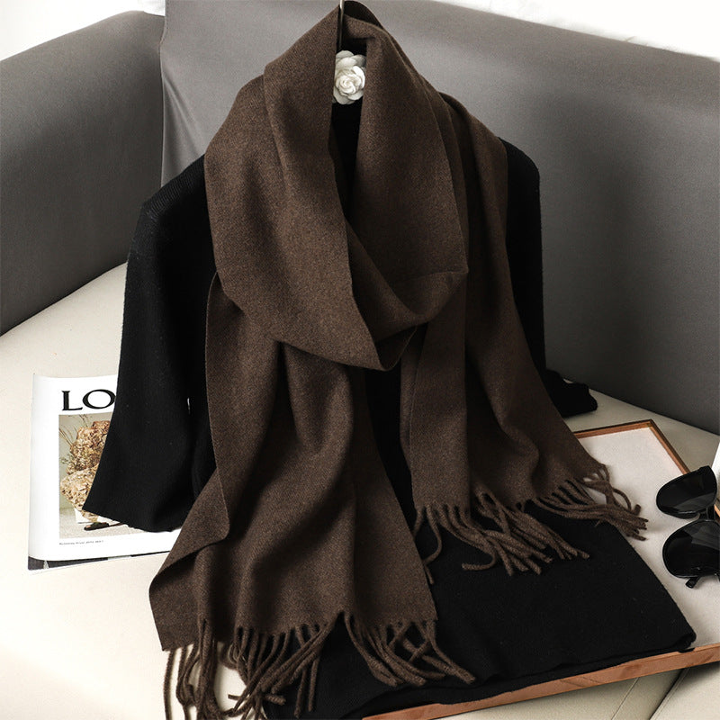Solid Color Maillard Scarf Cashmere-like Women Warm Shawl