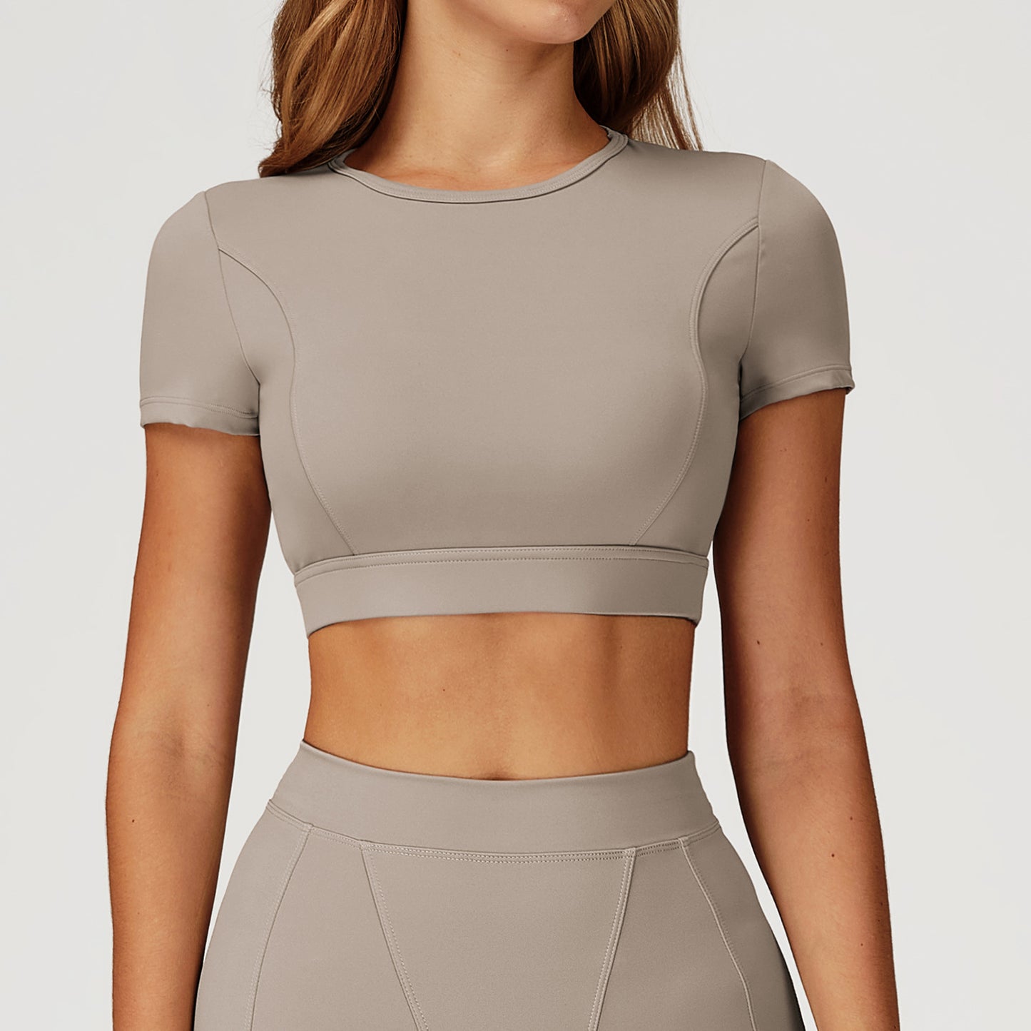 Nude Feel Yoga Jakke Rund Hals Tæt Stødsikker Sports Kortærmet T-shirt
