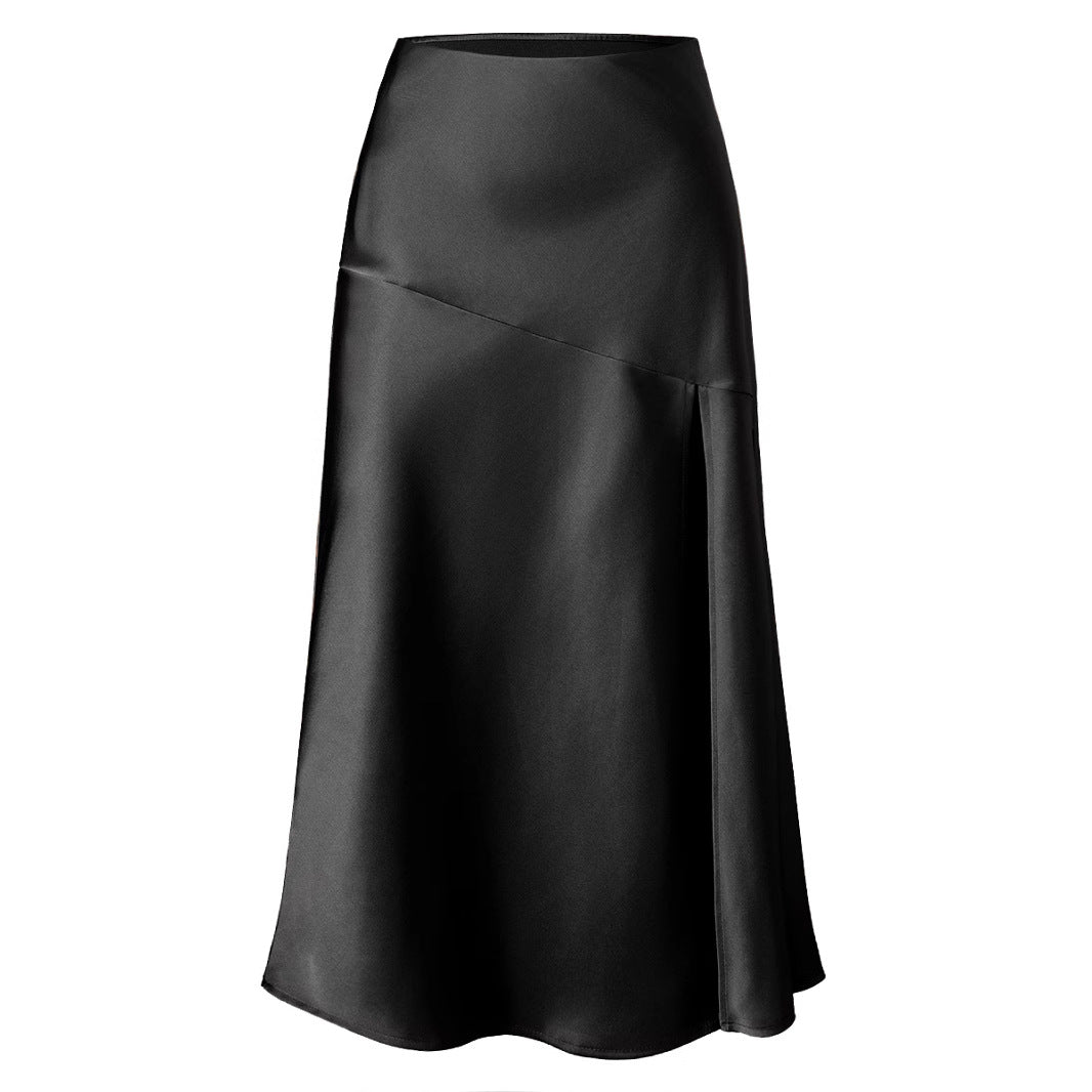 Elastic-waist Slit Maxi Skirt Sexy Patchwork Bodycon For Women