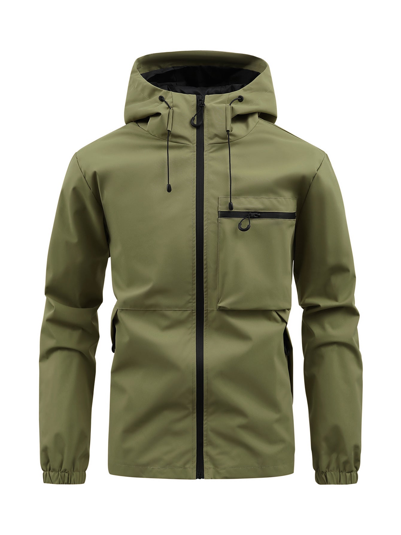 Men's Fashion Casual Hooded Solid Color Multi-pocket Work Pants Outdoor Coat
