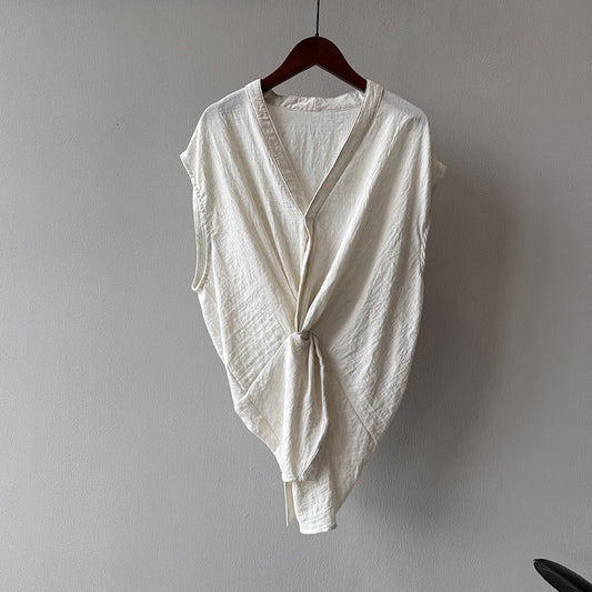 V-neck Knot Sleeveless Vest Shirt Women's Slim Fit Slimming