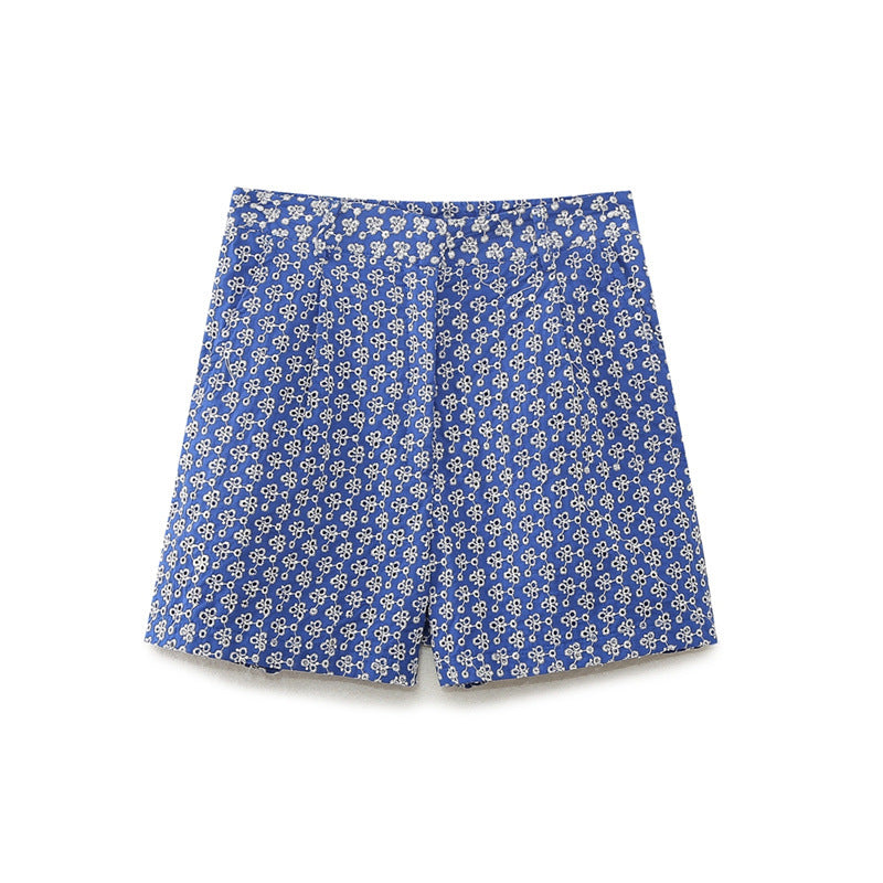 Embroidered High Waist Shorts