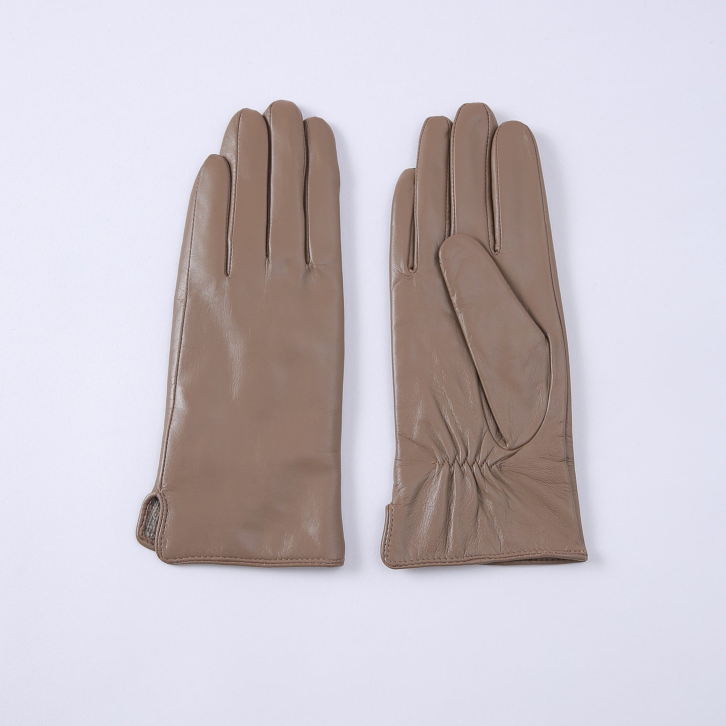 Womens Solid-Color Fleece-Lined Thermal Leather Gloves