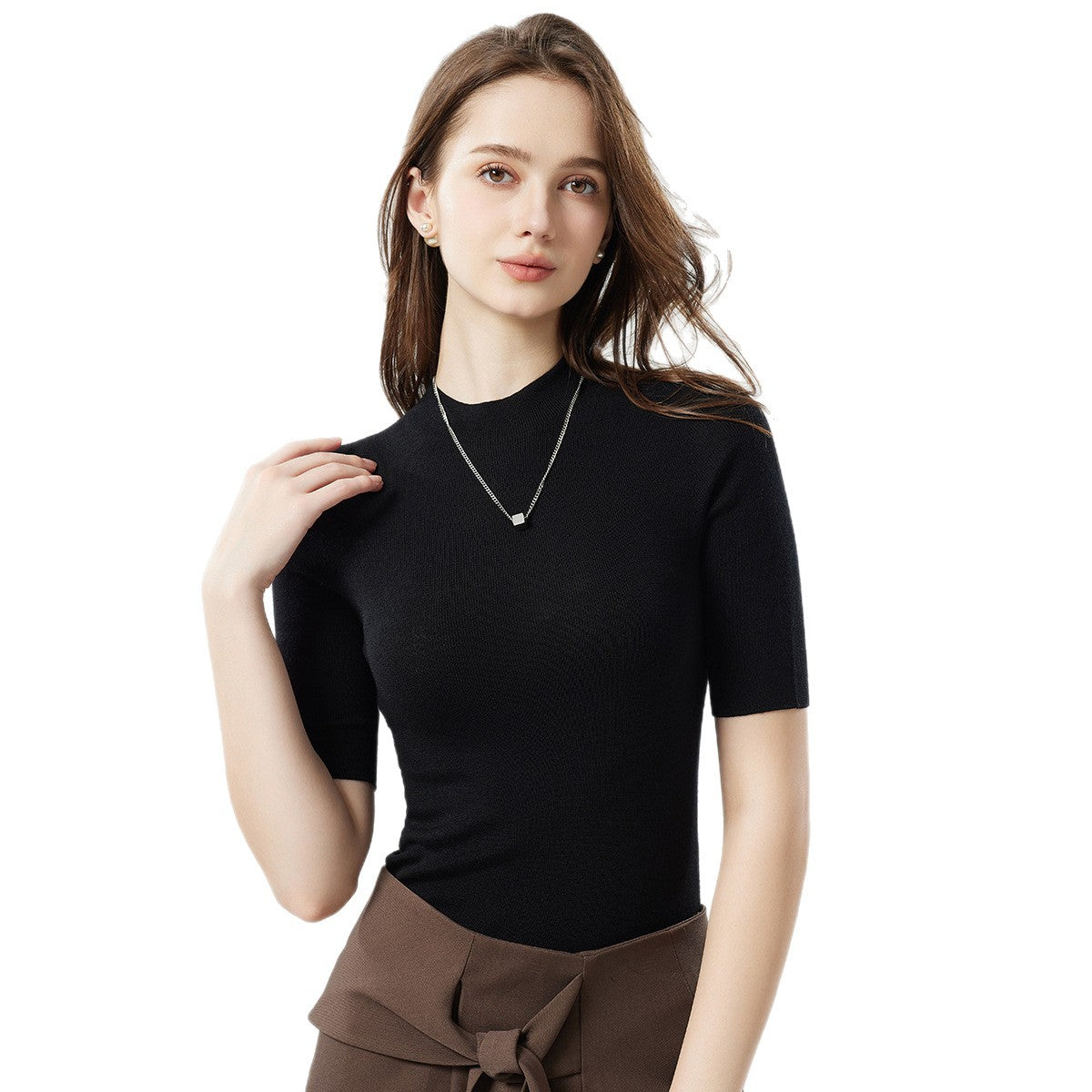 Pure Wool Half Turtleneck Bottoming Sweater