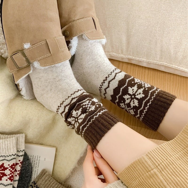 Womens Fashionable Retro Wool Striped Socks