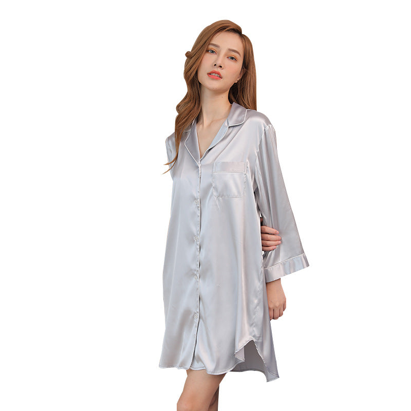 Womens Wearable Ice Silk Nightgown