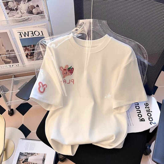 Kortærmet T-shirt til kvinder Sommer Chic Løs Top