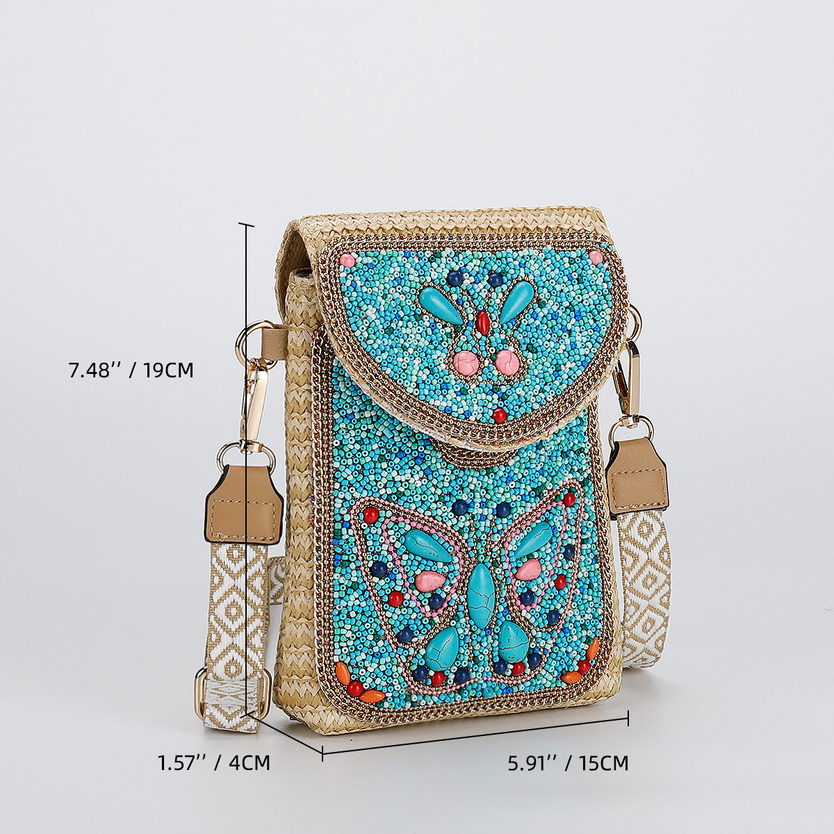 Rice Bead Bag Woven Women's Shoulder
