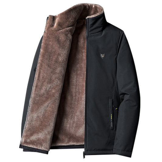 Middle-aged Men's Cotton Jacket Plus Velvet Thickening