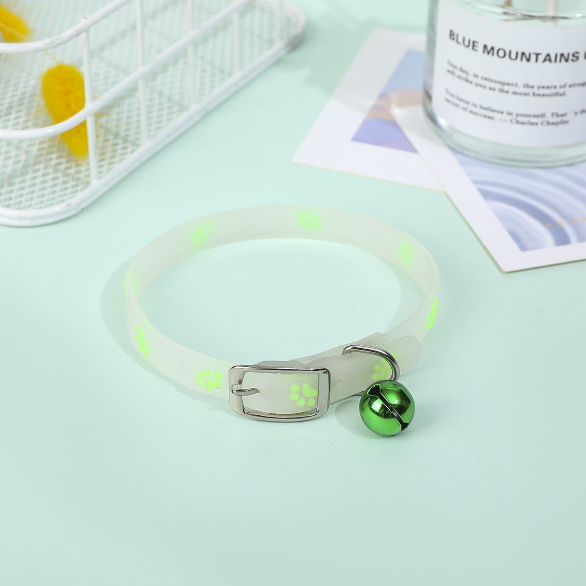 Fluorescent Silicone Footprints Collar Cat