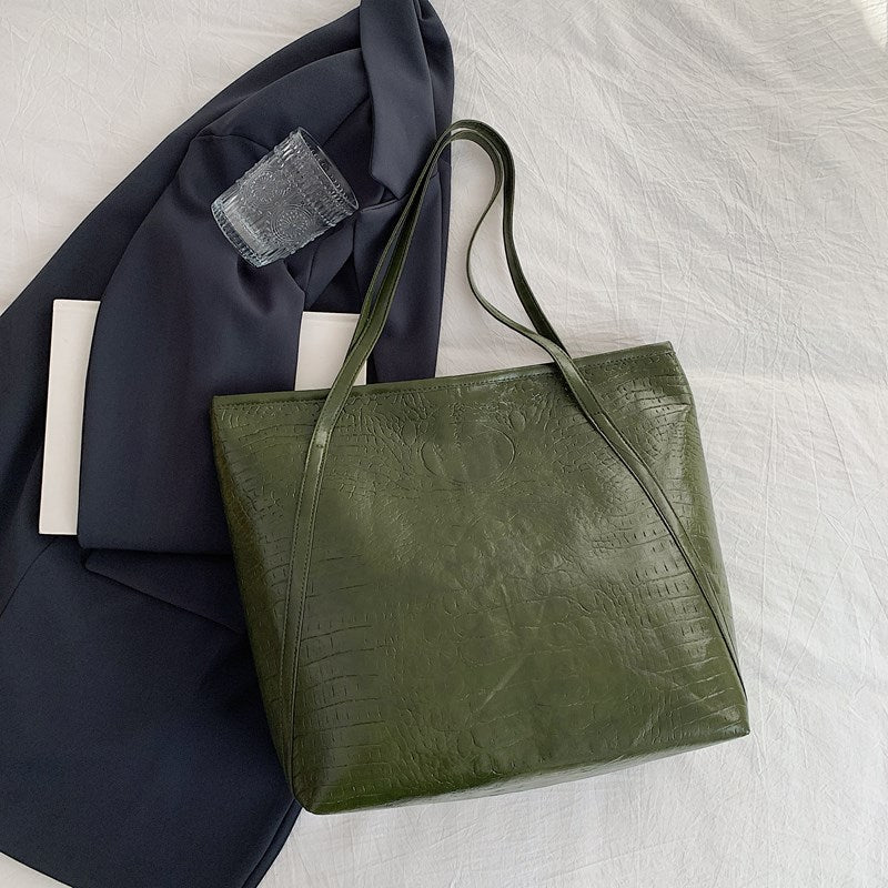 Retro Handheld Underarm Tote Bag Large Capacity Women