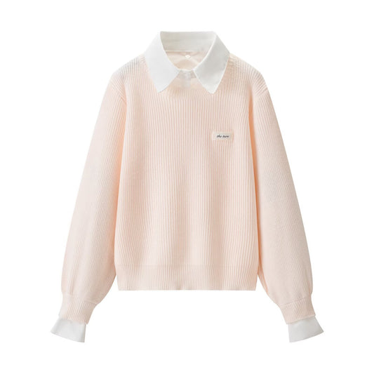 Laid-back Faux Two-piece Loose-knit Top