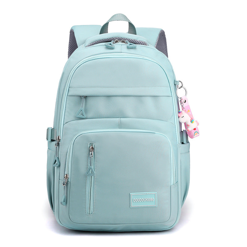 High-grade Solid Color Casual Backpack Multi-compartment