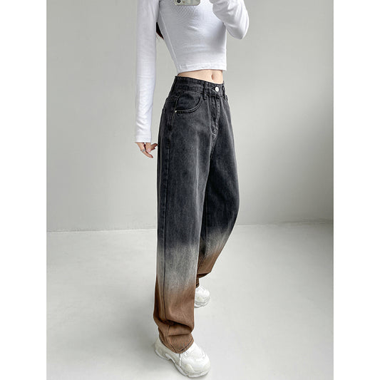 Dame Højtaljede Løse Lige Gradient Jeans