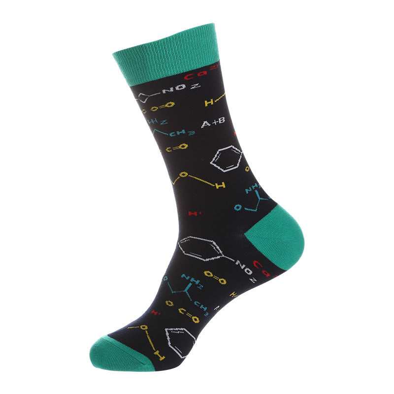 Function Geometry Trendy Mid-calf Length Socks Men's European And American Street Ins Trendy Cotton Socks