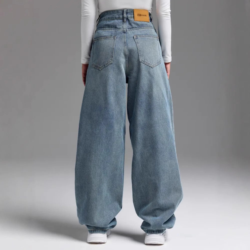 Womens Loose Wide-leg Denim Jeans