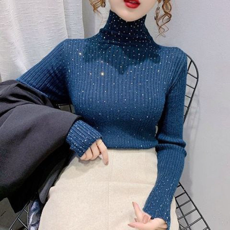 Thickened Starry Rhinestone Knitted Sweater