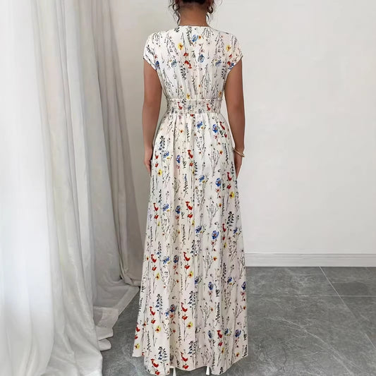 Womens Stylish Figure-hugging Printed Short-sleeve Dress