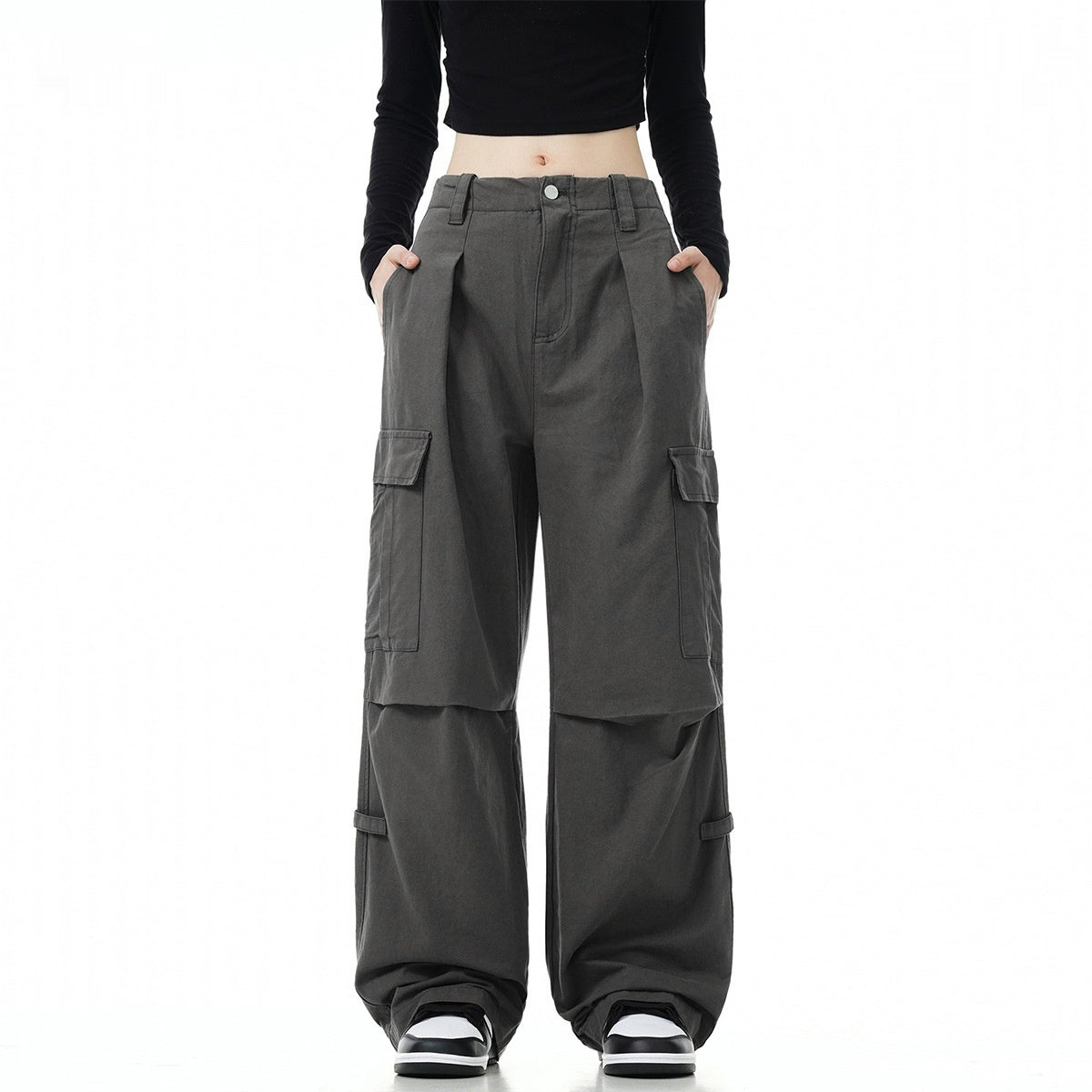 Vintage Crumpled Loose Wide-leg Overalls Cotton Overalls