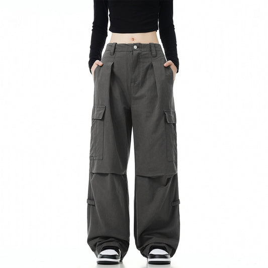 Vintage Crumpled Loose Wide-leg Overalls Cotton Overalls