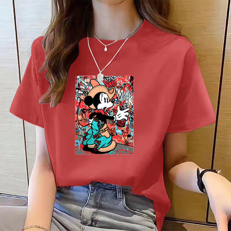 Women's Cute Bear Plus Size Cotton Short Sleeve T-shirt