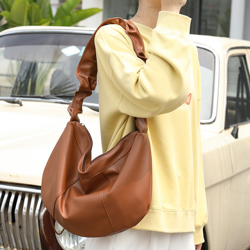 Women's Retro Fashion Solid Color Dumpling Shoulder Bag