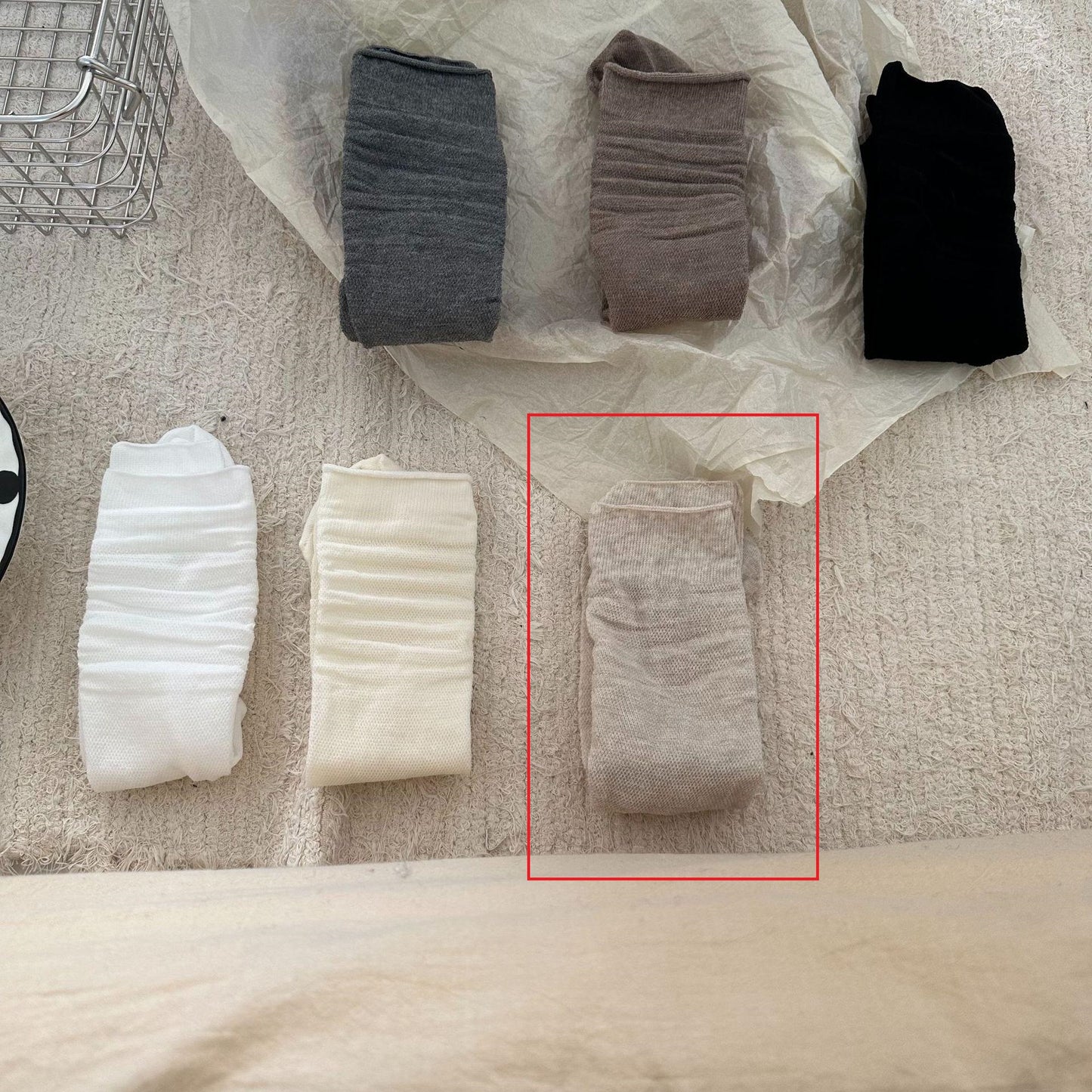 Solid Color Mesh Colorful String Mesh Hollow Out Mid-calf Length Loose Socks